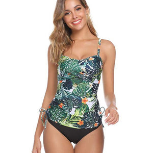 New Retro Print 2 Piece Tankini Plus Size Shorts Push Up Bathing Suit