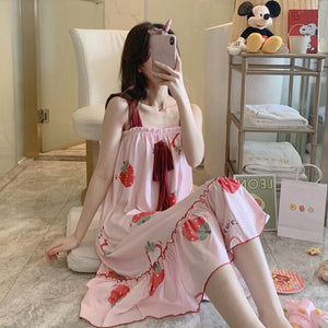 S-5XL Plus Sizes Nightdress for Female Summer Big Bow Design Sleep Dress Sexy Woman Sling Night Dress Women Night Sleepwear