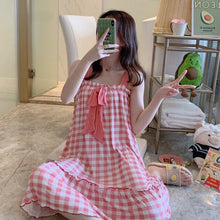 Load image into Gallery viewer, S-5XL Plus Sizes Nightdress for Female Summer Big Bow Design Sleep Dress Sexy Woman Sling Night Dress Women Night Sleepwear