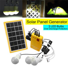 Load image into Gallery viewer, Solar Light Lithium Solar Power Panel Generator Kit Small Home System 3 LED Bulb Highlight Energy Saving Light Solar Lighting