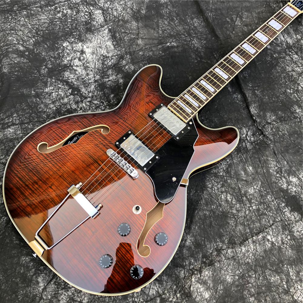 Grote Coffee Color Flame Maple Hollow Body Double F Holes Thin body Rosewood Fingerboard Jazzy