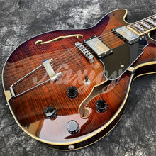 Load image into Gallery viewer, Grote Coffee Color Flame Maple Hollow Body Double F Holes Thin body Rosewood Fingerboard Jazzy