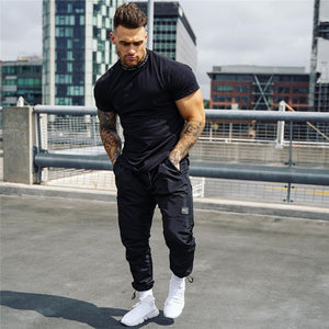 Gyms T-shirt Men Short sleeve Cotton T-shirt Casual  Workout Tee Tops Summer clothing