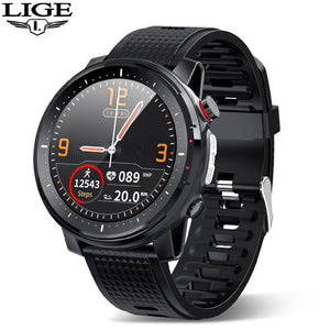 2021 LIGE IP68 Waterproof Smart Watch Men ECG Heart Rate Blood Pressure Monitor LED Flashlight Sports Fitness Tracker smartwatch