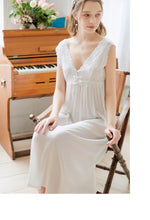 Load image into Gallery viewer, Roseheart  Cotton Sleepwear Night Dress Lace Long Luxury Gown