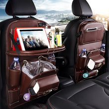 Load image into Gallery viewer, Leather Car Seat Back Organizer Tray  With  Foldable Table