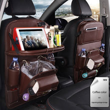 Load image into Gallery viewer, Leather Car Seat Back Organizer Tray  With  Foldable Table