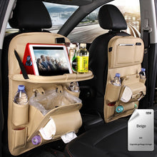 Load image into Gallery viewer, Leather Car Seat Back Organizer Tray  With  Foldable Table