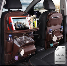 Load image into Gallery viewer, Leather Car Seat Back Organizer Tray  With  Foldable Table