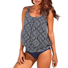 Load image into Gallery viewer, New Retro Print 2 Piece Tankini Plus Size Shorts Push Up Bathing Suit