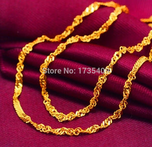 17.9" 999 Solid 24K Yellow Gold Chain Necklace/ Wedding Chain Necklace/ 3g