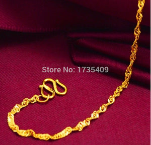 17.9" 999 Solid 24K Yellow Gold Chain Necklace/ Wedding Chain Necklace/ 3g