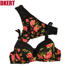 Load image into Gallery viewer, DKERT New Arrivals ABC G-string Women Bra Set Plus Size Printed Lace Bralette Bra Brief Sets Push Up Underwear Set