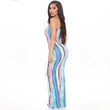 Load image into Gallery viewer, Sleeveless Slash Neck Tie-dyed Style Maxi Dress Spring Summer Women Fashion Streetwear Casual Outfits