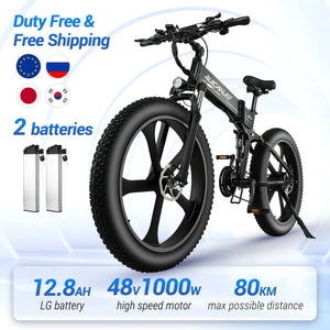 Electric Bike Max 50km/h 12.8ah 48v1000W Fat Tire Foldable Electronic Bike