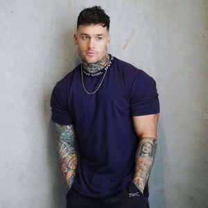 Gyms T-shirt Men Short sleeve Cotton T-shirt Casual  Workout Tee Tops Summer clothing