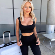 Load image into Gallery viewer, 2Pcs/set Seamless Yoga Gym Sports Elastic Sports Bra Seamless Hight Waist Workout Set Women