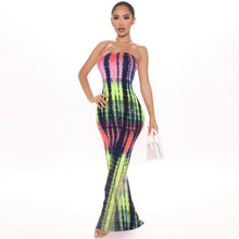 Load image into Gallery viewer, Sleeveless Slash Neck Tie-dyed Style Maxi Dress Spring Summer Women Fashion Streetwear Casual Outfits