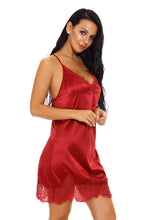 Load image into Gallery viewer, Nightgown Lace Lingerie Sleepwear Deep V-Neck