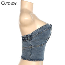 Load image into Gallery viewer, Cutenew Denim Women Tank Tops New Casual Slim Streetwear Fashion Simplicity