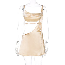 Load image into Gallery viewer, Sleeveless Solid Straps Bandage Hollow Tank Crop Top And  Skirt 2 Pieces Set Outfits Y2K