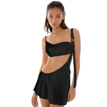 Load image into Gallery viewer, Sleeveless Solid Straps Bandage Hollow Tank Crop Top And  Skirt 2 Pieces Set Outfits Y2K