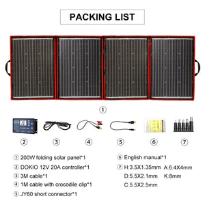 Dokio Flexible Foldable Solar Panel High Efficiency  Phone and Boat Portable 12V 80w 100w 150w 200w 300w Solar Panel Kit