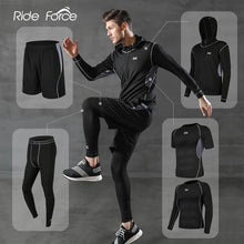 Load image into Gallery viewer, 5 Pcs/Set Men&#39;s Tracksuit Gym Fitness Compression Sports Suit Clothes Running Jogging Sport Wear Exercise Workout Tights