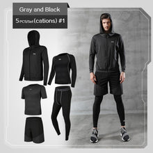 Load image into Gallery viewer, 5 Pcs/Set Men&#39;s Tracksuit Gym Fitness Compression Sports Suit Clothes Running Jogging Sport Wear Exercise Workout Tights