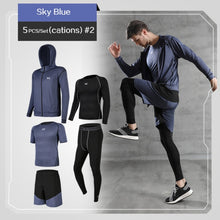 Load image into Gallery viewer, 5 Pcs/Set Men&#39;s Tracksuit Gym Fitness Compression Sports Suit Clothes Running Jogging Sport Wear Exercise Workout Tights