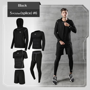 5 Pcs/Set Men's Tracksuit Gym Fitness Compression Sports Suit Clothes Running Jogging Sport Wear Exercise Workout Tights