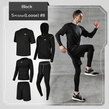 Load image into Gallery viewer, 5 Pcs/Set Men&#39;s Tracksuit Gym Fitness Compression Sports Suit Clothes Running Jogging Sport Wear Exercise Workout Tights