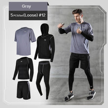 Load image into Gallery viewer, 5 Pcs/Set Men&#39;s Tracksuit Gym Fitness Compression Sports Suit Clothes Running Jogging Sport Wear Exercise Workout Tights