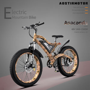 Electric Bike S18 1500W Mountain E bike 48V 15Ah Removable Lithium Battery 4.0 Fat Tire Ebike Beach Cruiser Bike