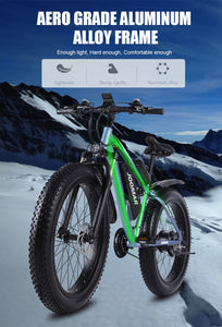 1000W Electric Bike Fat Tire Ebike 26inch Top Aluminum Alloy Outdoor Beach Mountain Bike Snow Bicycle Cycling JM02S Plus