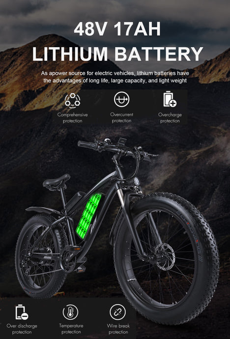 1000W Electric Bike Fat Tire Ebike 26inch Top Aluminum Alloy Outdoor Beach Mountain Bike Snow Bicycle Cycling JM02S Plus