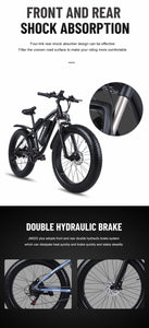 1000W Electric Bike Fat Tire Ebike 26inch Top Aluminum Alloy Outdoor Beach Mountain Bike Snow Bicycle Cycling JM02S Plus