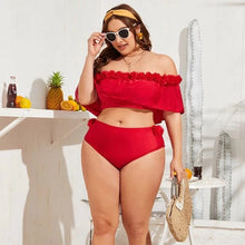 Load image into Gallery viewer, Plus Size Ruffled Bikini High Waist Bikini