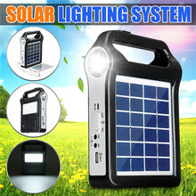 Load image into Gallery viewer, Portable 6V Rechargeable Solar Panel Power Storage Generator System USB Charger With Lamp Lighting Home Solar Energy System Kit