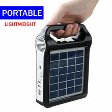 Load image into Gallery viewer, Portable 6V Rechargeable Solar Panel Power Storage Generator System USB Charger With Lamp Lighting Home Solar Energy System Kit