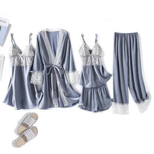 Load image into Gallery viewer, Pajamas sets for Women Mujer 4 Piece Sets Sleep or Lounge Home Wear
