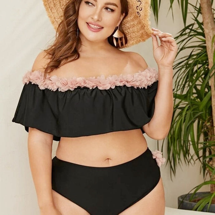 Plus Size Ruffled Bikini High Waist Bikini