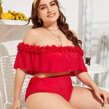 Load image into Gallery viewer, Plus Size Ruffled Bikini High Waist Bikini