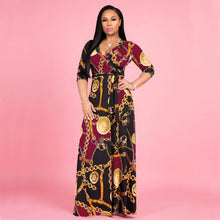 Load image into Gallery viewer, Bohemian Style Printed V-neck Dress