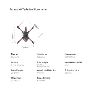 Fixed Camera Mount 1300KV 6S 8inch FPV Cinelifter Drone