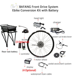 Electric Bike Kit 36V 250W 350W 500W Motor Wheel With Rear Rack Battery for 26"