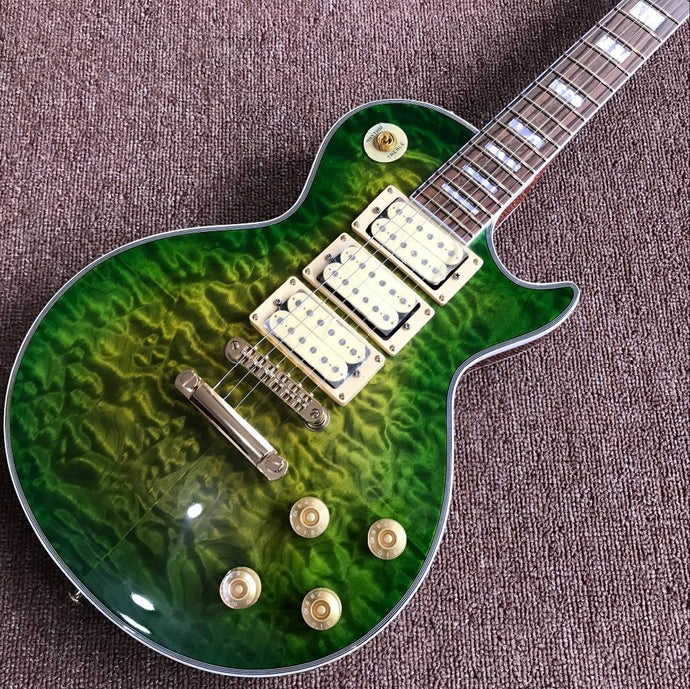 Custom Shop Green Color Electric Guitar Flame Top Custom 3 pickups 6 stings