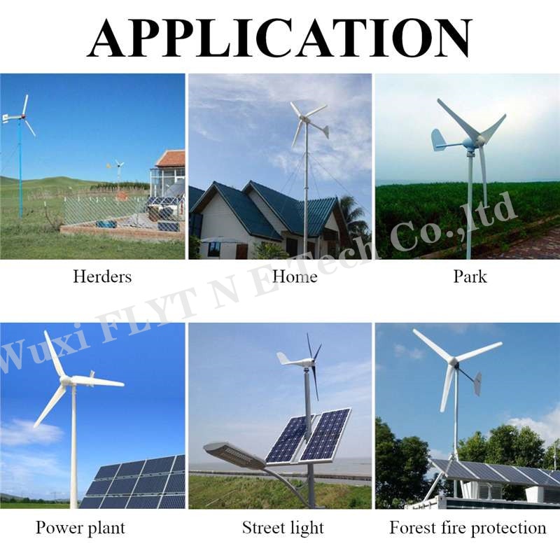 600w Wind Turbine 12v 24v 48v Horizontal Axis Wind Generator with MPPT Controller for Home Use