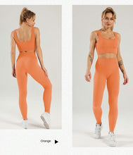 Load image into Gallery viewer, 2Pcs/set Seamless Yoga Gym Sports Elastic Sports Bra Seamless Hight Waist Workout Set Women