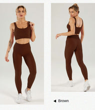 Load image into Gallery viewer, 2Pcs/set Seamless Yoga Gym Sports Elastic Sports Bra Seamless Hight Waist Workout Set Women